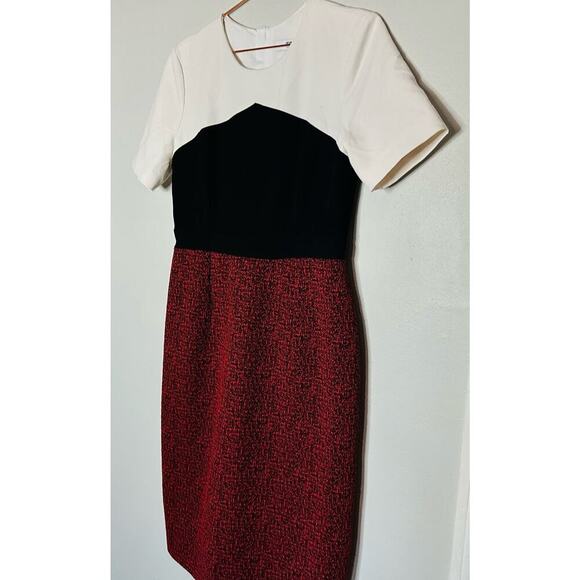 Jason Wu Collective Red Jacquard Colorblock Short Sleeve Mini Dress Size 10 - Picture 15 of 15